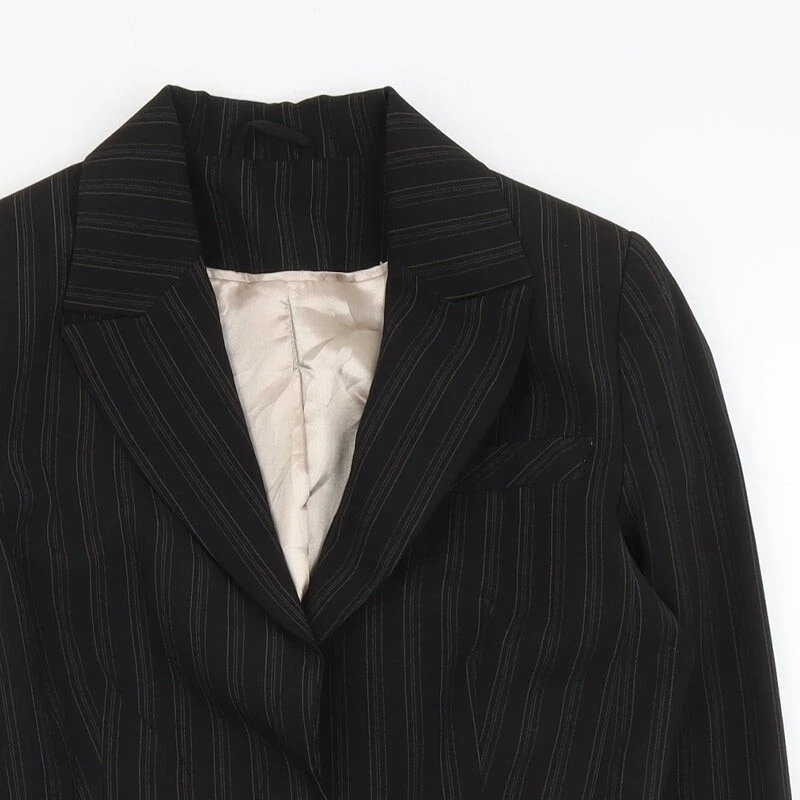 New Look Womens Brown Striped Polyester Blend Blazer Size 10 - Image 4 of 4
