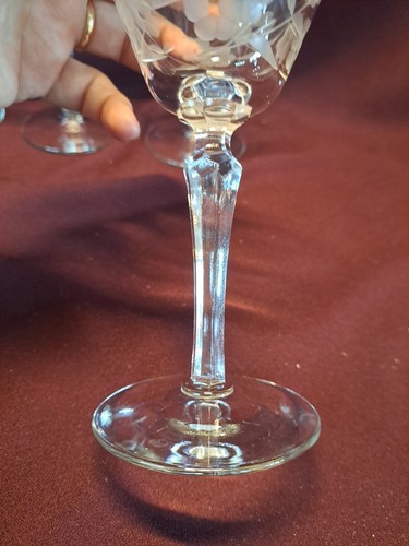 SET of 5 LIBBEY GLENMORE ETCHED Floral Liquor Cordial Glass Set - 1950s - Picture 6 of 10