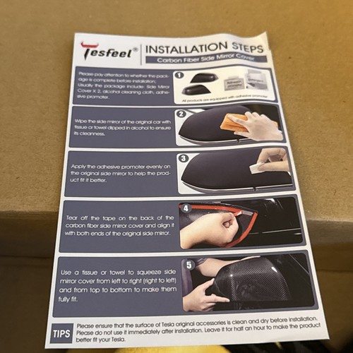 Forged Carbon Fiber Side View Mirror Cover Cap Overlay For Tesla Model 3 18 - 22 - Picture 9 of 12