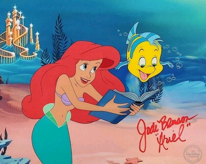 🟣 Cel SIGNED Little Mermaid Disney Sericel Ariel Flounder JSA Cert New Frame