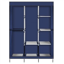 71" Portable Closet Wardrobe Clothes Rack Storage Organizer with Shelf Blue -