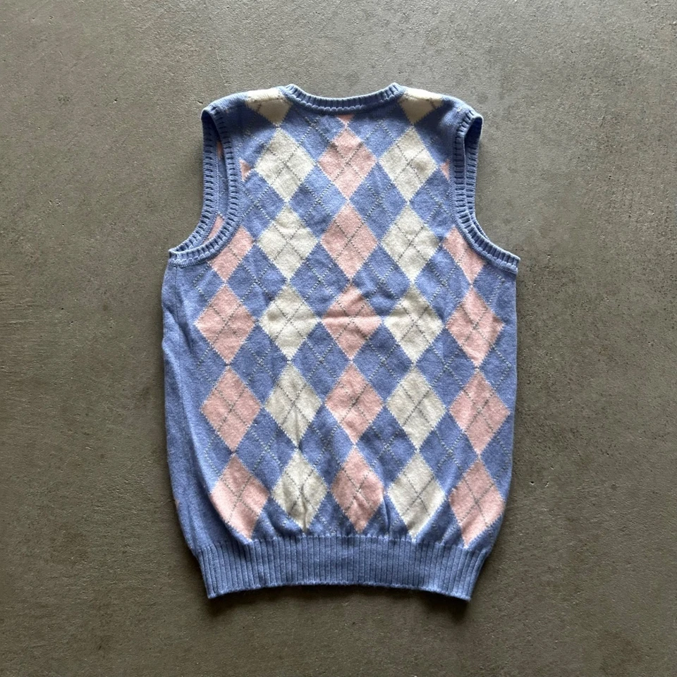 Винтажный кашемировый свитер-жилет Burberry Argyle размер Small фиолетовый сделано в Шотландии - Изображение 4 из 4