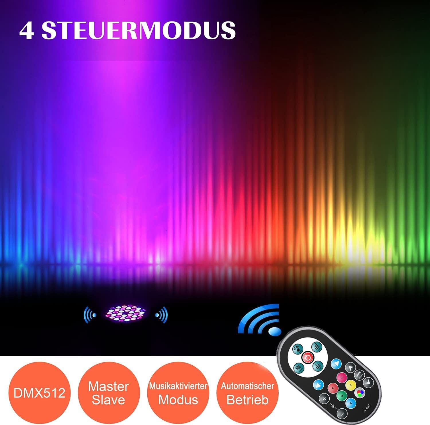 Pack 4 Projecteurs Par LED RGB 36W Éclairage Scène avec Télécommande - 4