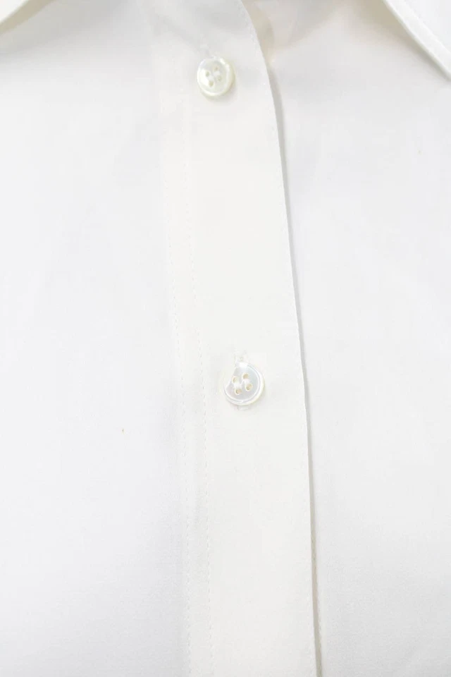 Blusa Vince para mujer con cuello manga larga mezcla de seda lisa con botones talla S Foto 4 de 4