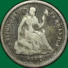 1864 Seated Liberty Half Dime Very Good VG Coin #29888