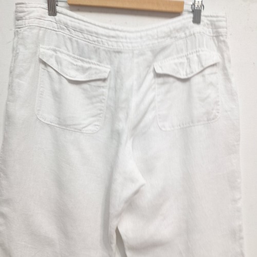 Tommy bahama Womens Linen white wide leg pants size 12 tie up drawstring beach - Picture 13 of 14