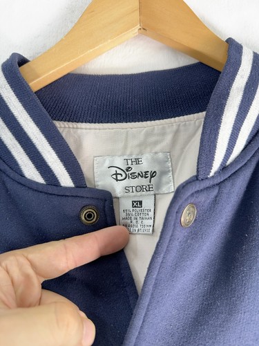Vintage Disney Store Mickey Jacket Mens XL Navy Gray Varsity Button Up 90s 1990s - Picture 4 of 10