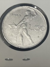 A14-1969 Italy 50 Lire Coin R Mint Stainless Steel -Combined Shipping Available