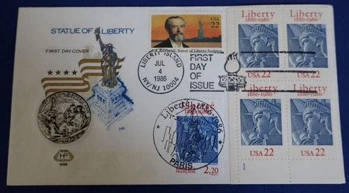 STATUE OF LIBERTY FDC-DUAL COMBO WITH FRANCE, HOUSE OF FARNUM CACHET