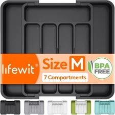 Lifewit Silverware Drawer Organizer, Expandable BPA Free Utensil Tray for Kitche