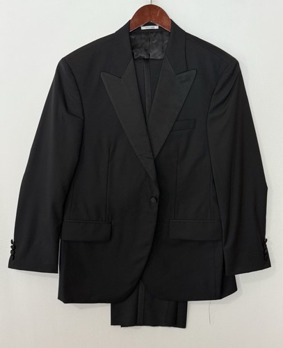 Peter Millar Peak Lapel Solid Black Tuxedo Size 42 Short RETAIL $1095 #906 - Picture 2 of 9