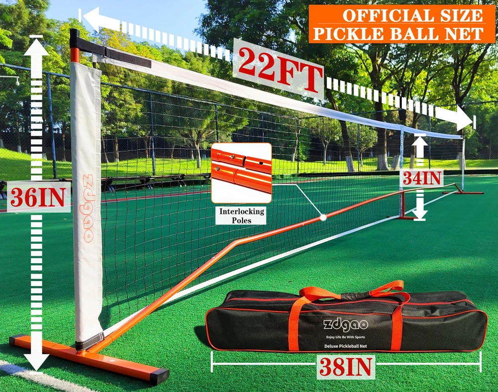 Pickleball Nets Set with 4 Fiberglass Lightweight Pickleball Paddles, 6 Outdo...