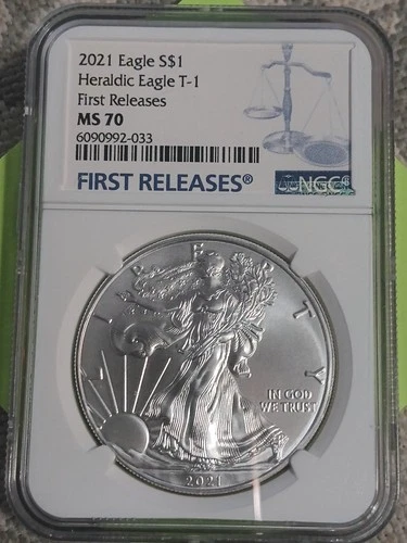 ⭐ 2021 Silver Eagle T‑1 • NGC MS70 • First Releases • Heraldic Eagle