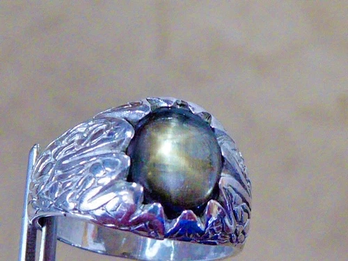 VINTAGE MEN'S STERLING  SILVER NATURAL GENUINE BLACK STAR SAPPHIRE RING SIZE 9.5