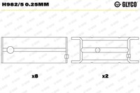 Kurbelwellenlagerschale FÜR Opel Vectra A (J89) - Glyco H982/5 0.25MM