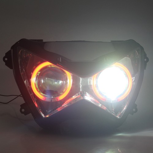 Motor Front Headlight Assembly Red Angel Eye For Kawasaki Z250 Z300 Z800 2013-16 - Picture 2 of 22