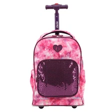 JWorld Sparkle Kids' Rolling 15" Backpack - Purple Galaxy