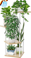 Bamworld PflanzenstäNder BlumenstäNder Indoor 4 Etagen Pflanzenregal Blumentrepp