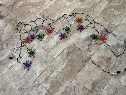 Halloween Spider Lights - String with 12 LED Spiders, Plug-In Hanging Lights - Picture 9 of 14