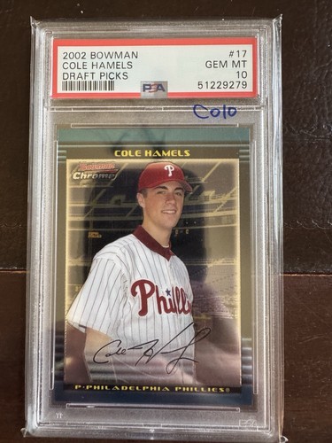 2002 Bowman Chrome Draft Picks & Prospects - Cole Hamels #BDP17 (RC) PSA 10 - 第 1/2 張圖片