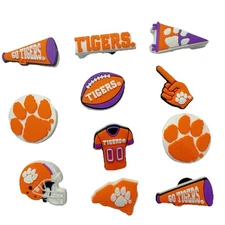 Set of 11 Clemson Tigers NFL Football 1” inch Croc plog charms ⚡️FAST SHIP