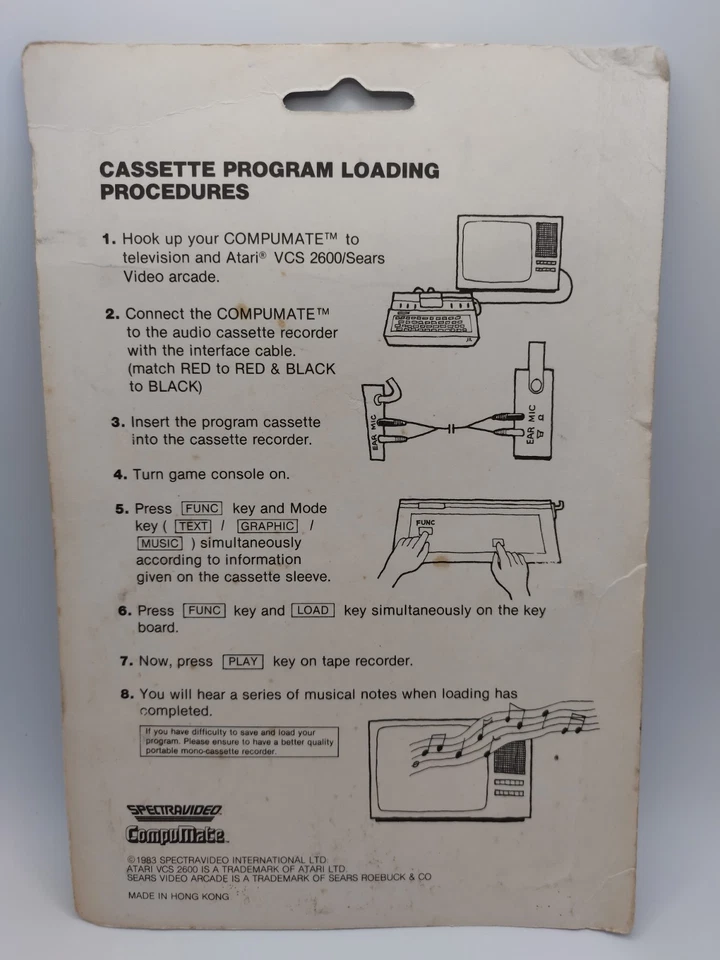 Atari 2600 VCS SongMate SPECTRAVISION COMPUMATE CASSETTE PROGRAM SEALED - Image 2 of 4