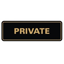 Standard Private Door/Wall Sign - Black/Gold - Medium
