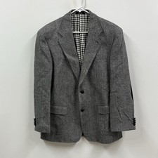 Ralph Lauren Wool Herringbone Tweed Blazer 42 Reg Elbow Patches Sports Coat