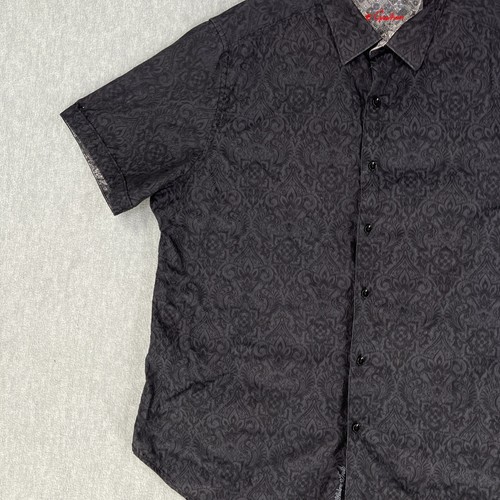 Robert Graham Button-Up Shirt Men's 2XL Black Paisley Classic Fit Short Sleeve - Picture 3 of 16