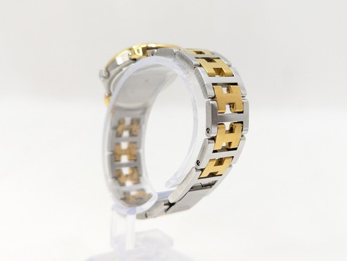 Reloj para mujer HERMES Pullman fecha cuarzo plata oro auténtico funcionando - Imagen 3 de 9