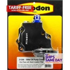 Milodon 21205, One Black Aluminum Billet Oil Pump Cover & Filter Boss - Hemi 