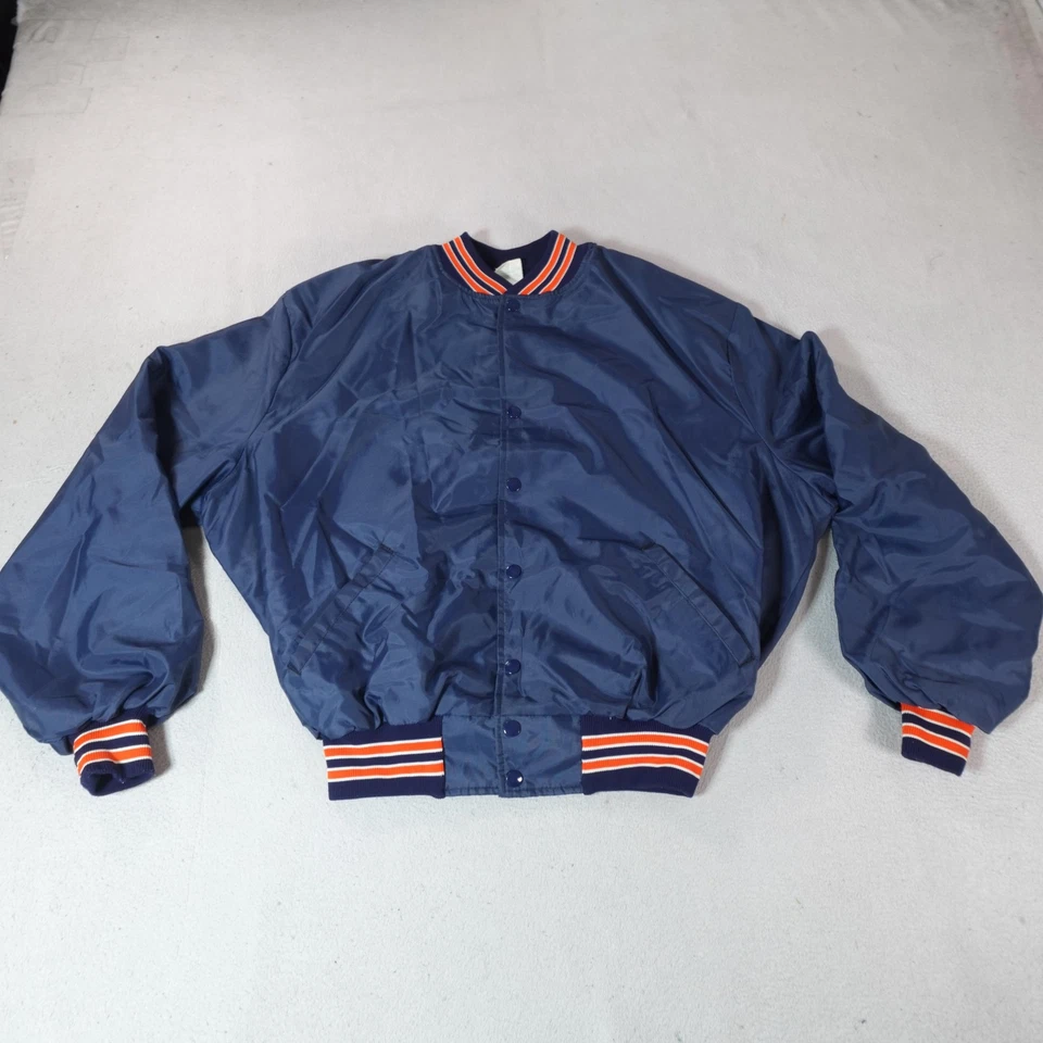 Vintage Roadway Howe Jacket Mens XL Blue Nylon Snap Bomber Varsity Made USA 80s - Image 2 of 4