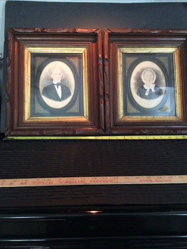 2 antike viktorianische geschnitzte Schattenkastenrahmen aus Nussbaum und Gold ein Paar passend - Bild 4 von 18