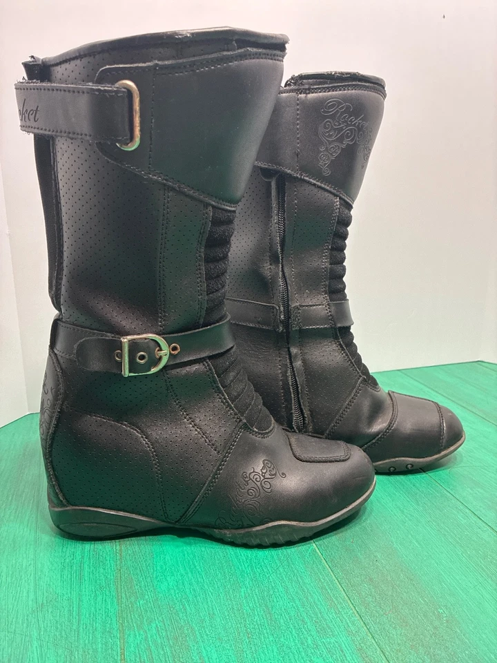 Botas femininas Joe Rocket Heartbreaker - Preto tamanho 6 - 1357-3010 - Imagem 3 de 4