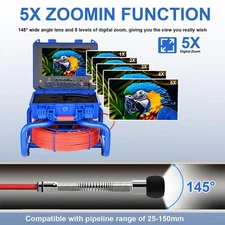 9" Self-Leveling Sewer Camera 512Hz Transmitter 98ft Pipe Drain Camera 1080P