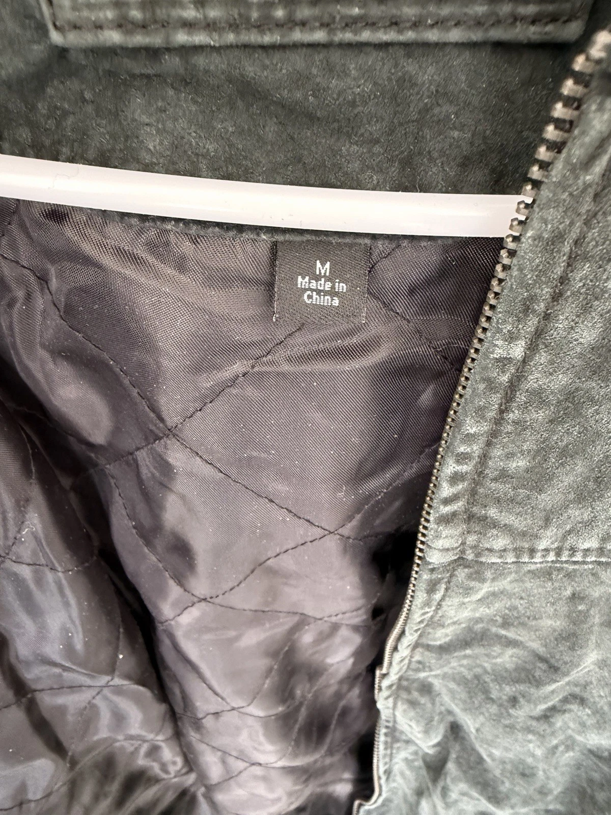 Vintage Croft & Barrow Green Suede Leather Bomber Jacket Mens M Quilted 90s - product detail image 7