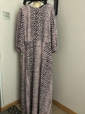 Vestido largo rosa y negro M&S con punta animal talla 12 nuevo sin etiquetas - Imagen 1 de 4