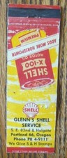 GLENN'S SHELL GAS STATION 1950s MATCHBOOK MATCHCOVER: PORTLAND, OREGON -E20