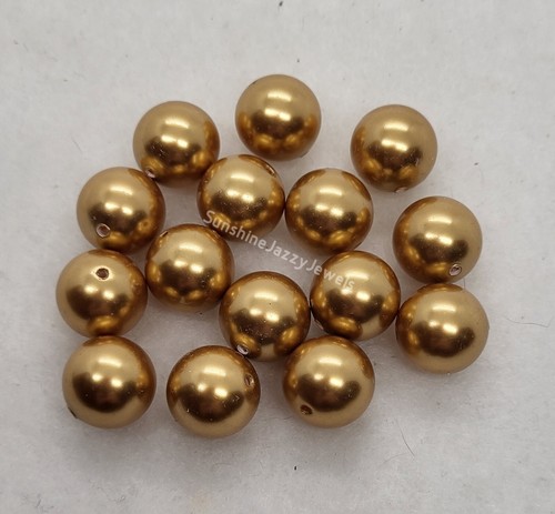 Factory Pack Swarovski Crystal Bright Gold 12mm Round Pearl 5811 Beads; 100pc - Picture 3 of 4