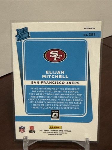 ELIJAH MITCHELL 2021 DONRUSS OPTIC RATED ROOKIE SP BLUE SCOPE PRIZM RC - Picture 2 of 2