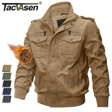 Tacvasen Men's Cargo Jacket Lightweight Cotton Winter Casual Work Bomber Jackets
