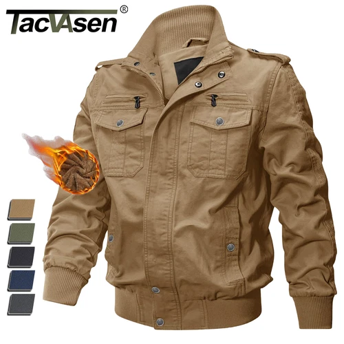 Tacvasen Men's Cargo Jacket Lightweight Cotton Winter Casual Work Bomber Jackets - product listing photo
