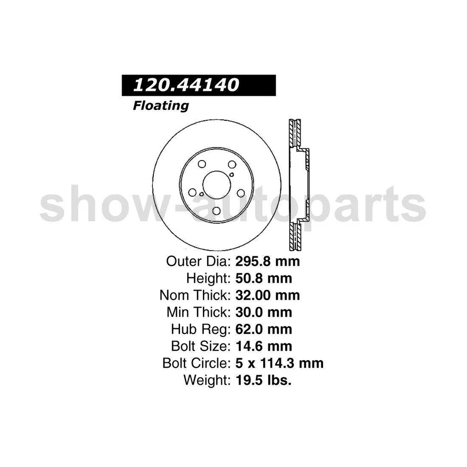 Rotor de freno de disco delantero izquierdo derecho 2 piezas Centric para Lexus GS300 Foto 4 de 4