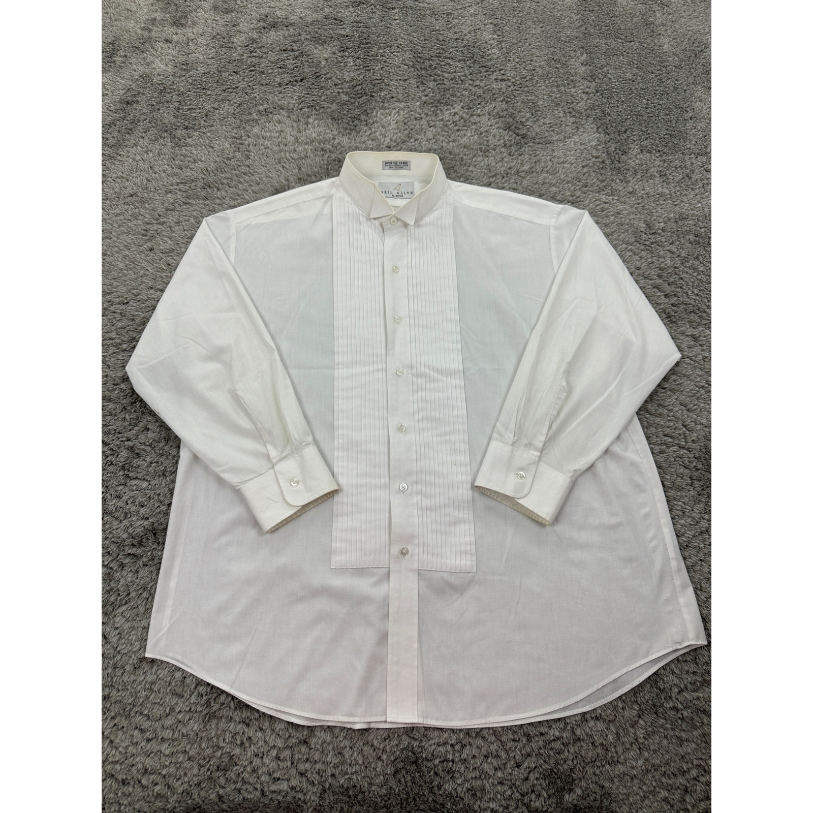 Neil Allyn Mens XL White Pin Tucked Tuxedo Shirt 32/33 Wedding Formal