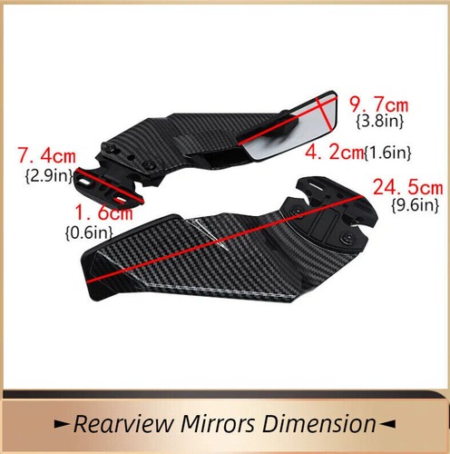 Carbon Fibre Wind Wing Rearview Side Mirrors for Kawasaki ZX6R ZX9R ZX10R ZX10RR - Bild 6 von 11