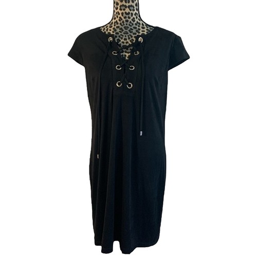 sandra darren denim dress Sandra Darren 12 blue denim sheath dress Sleeveless Studded Applique flower