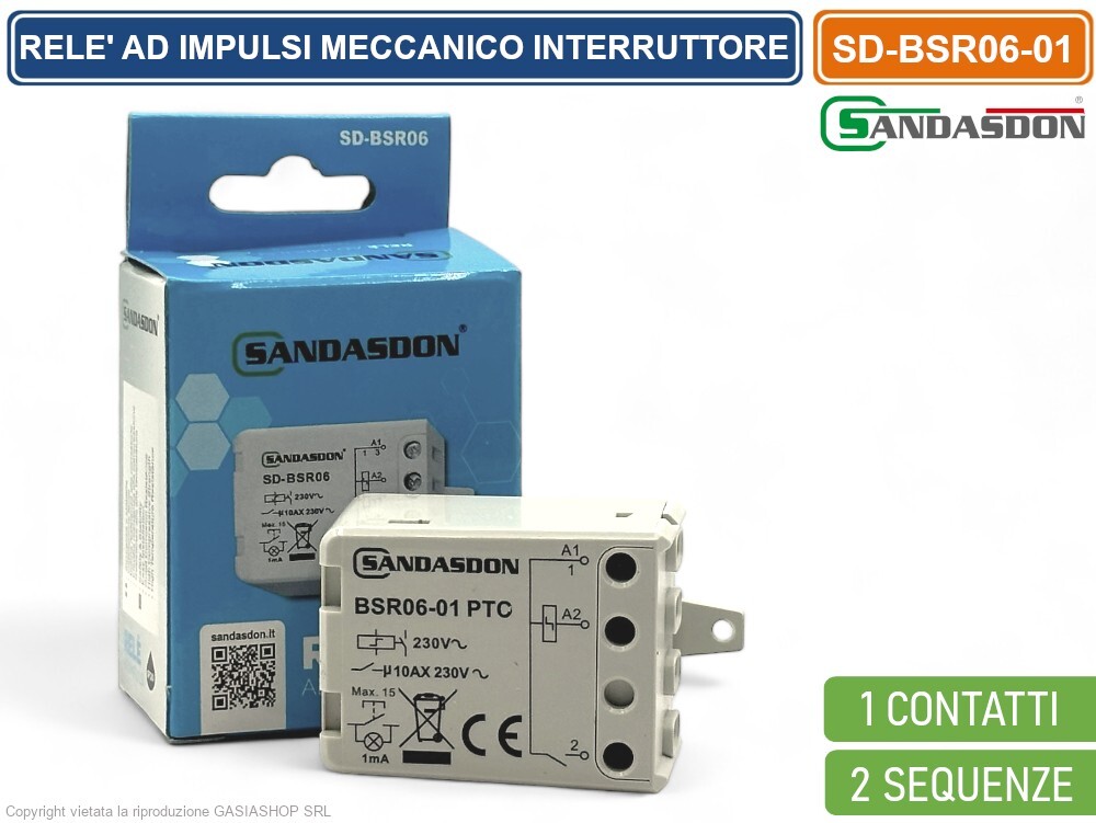 RELÈ AD IMPULSI MECCANICO 10A 1NO 1CONTATTO 2SEQUENZE TIPO FINDER 26018230.26.01