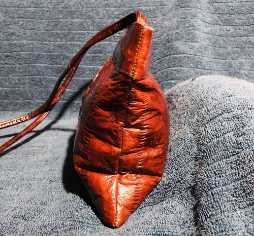 Vintage '70's -'80's Chocolate Eel Skin Shoulder/Clutch Purse - Picture 4 of 12