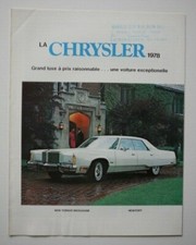 CHRYSLER 1978 brochure sales catalog - French - Canadian Market