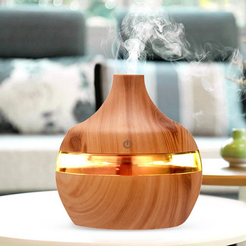 Difusor de aceite aromático, humidificador ultrasónico con grano de madera (marrón de madera brillante - Imagen 4 de 8